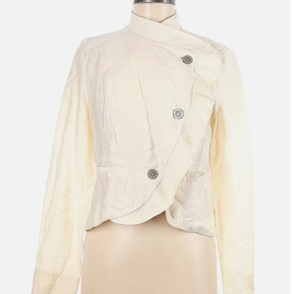 STUNNING FREE PEOPLE ASYMMETRICAL BOHO RUFFLE JACKET